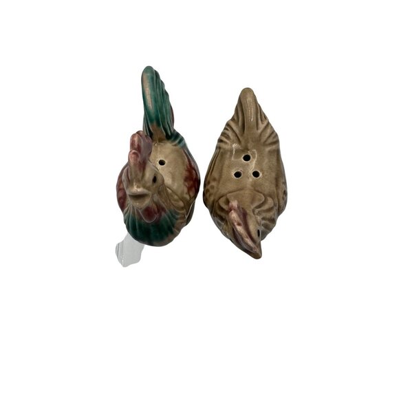 Vintage Ceramic Rooster & Hen Salt & Pepper Shakers - Picture 2 of 10